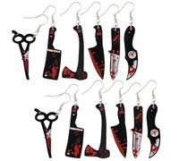 6 Paires Boucles D'oreilles Ciseaux Acrylique Métal Légères | Style Gothique Distinctif, Faciles à Porter au Quotidien, pour Fêtes et Tenues Festives