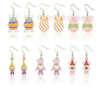 6 Paires Boucles d'Oreilles de Pâques, 6 Styles Boucles d'Oreilles Pendantes en Forme de Lapin Mignon Boucles d'Oreilles Pendantes en Forme d'Œuf Coloré Boucles d'Oreilles Joyeuses Pâques