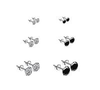 6 Paires Boucles d'oreilles en Argent 925 Femme Boucles d'oreilles Argent et Noir Boucles d'oreilles Homme avec Zircon 4-6MM Clous d’Oreilles Boucles d Oreilles pour Femme Homme Fille