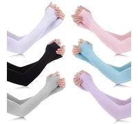 6 Paires Bras Manches Hommes Femmes Gants Protection Solaire été Sport de Plein air Cyclisme Course Glace Soie Bras Pouce Couverture Manchette