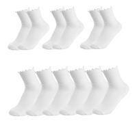 6 paires chaussettes à la cheville, chaussettes à volants en coton blancs en coton swirbent soft ruffle tournant mignon, équipage froufrous respirant élastique pour filles, une taille, la cheville