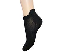 6 paires - Chaussettes courtes en coton peigné noir avec languette - Collection BLACK FLAPPED - respirantes et fraîches (39-42)