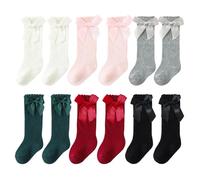 6 Paires De Bas Pour Bébé, Chaussettes Élastiques Douces Pour Bébé, Jolies Chaussettes À Nœud, Chaussettes Chaudes Pour Bébés Filles