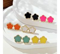 6 paires de boucles d'oreilles clover multicolores élégantes , convenant pour un port quotidien pour les femmes, ensemble de bijoux pour les oreilles Alliage de zinc
