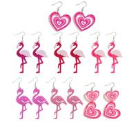 6 Paires De Boucles D'Oreilles Flamant Rose, 2 Paires De Boucles D'Oreilles Amour, Boucles D'Oreilles Animaux Amusantes, Boucles D'Oreilles Simples Pour Femmes, Décoration De Fête Hawaïenne.