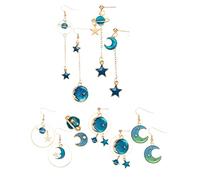 6 paires de boucles d'oreilles lune asymétriques étoiles terre lune boucles d'oreilles pendantes couleur vive onirique pour filles femmes ...
