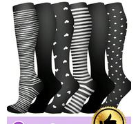 6 paires de chaussettes de compression unisexes, chaussettes molles et légères montant au-dessus du genou, chaussettes de soutien à faible pression, convenant aux infirmières, à la course, aux sports,