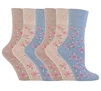 6 paires de chaussettes en coton SockShop Gentle Grip pour femmes avec un haut en nid d'abeille pour plus de confort EUR 37-42, UK 4-8