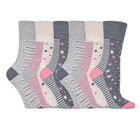6 paires de chaussettes en coton SockShop Gentle Grip pour femmes avec un haut en nid d'abeille pour plus de confort EUR 37-42, UK 4-8