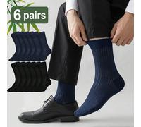 6 paires de chaussettes fines et confortables pour hommes pour le printemps et l'été. Chaussettes de style affaires en tissu élastique et respirant en bambou. 39-42,43-46UnicoloreTissu tricoté