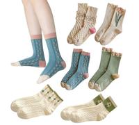 6 Paires De Chaussettes Rétro Fleuries, Chaudes Et Confortables, Articles De Mode Pour Femmes, Chaussettes En Coton De Style Japonais.