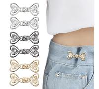 6 Paires de Clips Réglables pour la Taille, Clips pour Ajuster la Taille, Réducteurs de Taille Forme Cœur Sans Couture, Accessoires Vêtements pour Jeans Amples, Jupes, Manches (Or, Argent, Noir)