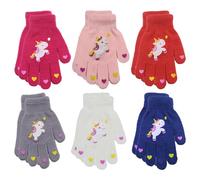 6 Paires de Gants d'Hiver Chauds pour Enfants - Élastiques Tricotés, Mignons Dessins - Convient aux Garçons et Filles de 5 à 11 Ans - 15 * 10cm - Couleur Aléatoire