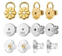 6 Paires Fermoirs Boucles d'Oreilles Silicone & Métal,Attache Boucles d’Oreilles Sécurisées Hypoallergéniques 925 Argent & Doré,Embout Fermeture Boucles d’Oreilles Enfant,Rehausseur Oreille Anti-Chute