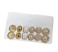 6 paires Français Vintage Faux Pearl Stud boucles d'oreilles Set or et blanc Design porter séparément ou empiler des bijoux élégants pour les occasions quotidiennes et formelles