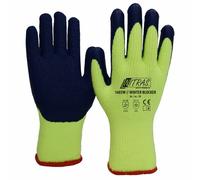 6 Paires de gants hiver coton jaune revêtus Latex bleu (T.8 à 11) NITRAS 1603W