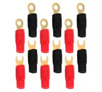 6 Paires Kit de Connecteurs Électriques Plaqués Or 8ga | Cuivre, Fer et PP, Manchons Isolants, 6 Embouts Noirs et 6 Rouges, pour Mise à Masse