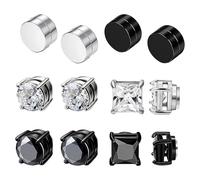 6 Pairs Boucle D'Oreille Magnétiques Homme en Acier Inoxydable Non Percées - Aimant