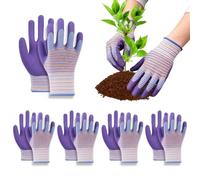 6 Pairs Garden Work Gloves, Breathable Thorn Resistant Latex Mittens