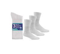 6 Pairs Mens 6-11 Diabetic Cotton Rich Loose Top Socks White