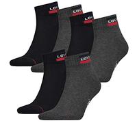 Levi's Quarter Chaussettes, Gris/Noir, 43/46 (Lot de 2) Unisexe