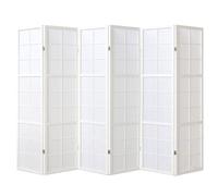 Paravent bois 6 pans blanc