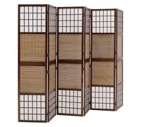 6 pan diviseur de pièce écran Pliant - diviseur de Shoji Bois avec du Bambou dans Le Riz Brun Blanc