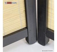 6 pan diviseur de pièce écran pliant - diviseur de Shoji bois avec du bambou en noir G