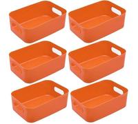 6 paniers de rangement en plastique, panier de rangement de bureau avec poignées, organisateur d'armoire rectangulaire empilable