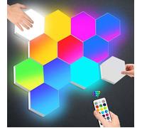 6 panneaux LED muraux hexagonaux - contrôles tactiles, RGB, télécommande, pour gaming, bar, déco intérieure. Label