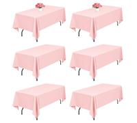 6 Paquet de Nappes en polyester Rose, 153 x 260 cm pour rose nappe rectangulaire de 1,8 m, lavables et réutilisables, résistantes aux taches et aux plis, pour fête de mariage restaurant décoration