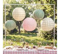 6 paquets de lanternes en papier pour décoration de fête, mini lanternes roses et vertes à suspendre pour enterrement de vie de jeune fille, anniversaire, fête en plein air, camping, mariage champêtre
