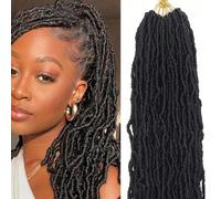 6 paquets/lot de cheveux à tresses Faux Locs Crochet noirs, nouveaux cheveux à tresses Goddess Locs Crochet doux, extensions de cheveux à tresses crochet synthétiques pré-bouclés (1B#) pour cadeaux de