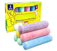 6 PC Craie Pailletée Craies de rue en 5 Couleurs Glitter Craie Craie Exterieur Enfant Grosse Craie Lavable et non Toxique pour s'Amuser à Dessiner sur l'Asphalte, les Rues et les Trottoirs
