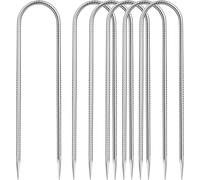 6 Pcs 30cm Steel Tent Pegs Heavy Duty Ground Anchor Pegs for Securing Soccer Goal Trampoline Tents (U-Hooks)