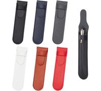 6 Pcs 6 Couleurs Étui À Stylo Unique En Cuir, Pochette Pour Stylo Plume Faite À La Main Support De Pochette Pour Stylo Avec Couvercle Rabattable Pour Stylos À Bille Ou Crayons À Bille 16.8x4cm