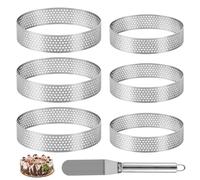 6 Pcs 8 cm/10 cm Cercle a Patisserie, Cercle Patisserie en Acier Inox, Cercles à Pâtisserie, Anneau à Gâteau, Cercles de Emporte Piece Rond, Anneaux à Dessert Mousse Tartelettes DIY + 22cm Spatule
