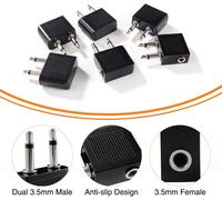 6 Pcs Airplane Adapter For 3.5mm Jack Plug,Airline Headphone Adapters,Airline Headphone Adapters,Aircraft Earphone Adapters,Nickel Plated