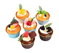 6 Pcs Artificielle Faux Gâteau Cupcake Modèle, Gâteaux Artificiels Desserts pour Affichage, Gâteau De Simulation, Faux Aliments Gâteau Présentoir Accessoires pour La Cuisine De Fête À La(#1)