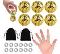 6 Pcs Balles Magnétiques Acupressure & 12 Pcs Aanneaux de Massage pour les Doigts, Balle de Massage, Boules D'acupression pour Soulager le Stress le Massage