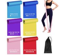 6 Pcs Bande Elastique Musculation,1,5m Bandes Elastique Sport Fitness Musculations,Elastiques Resistance Bands 6 Niveaux de Force, Bande de Resistance Musculation Maison Gym Yoga Pilates Accessoires