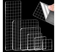 6 PCS Bloc de Tampon Transparent, 3,1/3,8/5/7,5/10/6 x 16 cm Blocs Acryliques Pièces Tampon Transparent Scrapbooking avec Des Lignes de Quadrillage pour Album Photo Décoration de Cartes