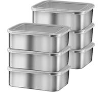 6 Pcs Boîtes De Conservation Avec Couvercle 1100ml Boite Alimentaire, Moules À Pain En Acier Inoxydable, Récipient Alimentaire Réutilisables Boîte À Bento Pour Fromages, Fruits, Salades 18x13x6cm