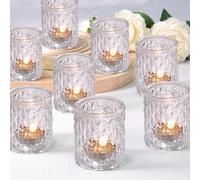 6 Pcs Bougeoirs en Verre pour Bougies Chauffe-Plat, Bougeoirs Transparents pour Bougies Chauffe-Plat pour Les centres de Table de Mariage, Les fêtes et la décoration d'intérieur (6, Clair)