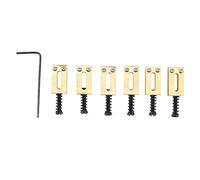 6 Pcs Brass Electric Guitar Bridge Saddle 10.5mm | Tremolo Saddle for Stable Tuning & Brighter Tone | Replacement Parts for Strat/Tele with Wrench (Black)