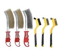 6 Pcs Brosses Métalliques (3 Grandes + 3 Petites), Brosses en Acier Inoxydable et Laiton et Nylon, Brosses à Main Ergonomiques, pour Nettoyage de Soudure, Slag, Rouille et Contre