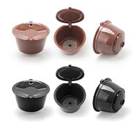 6 Pcs Capsules de café réutilisables pour machine à café Dolce Gusto, BENFUCHEN Capsules de café rechargeables Dosettes Filtre à café réutilisable pour DolceGusto Mini Me/Piccolo, 3 marron + 3 noires