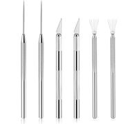 6 Pcs Ceramic Pottery Clay Ribbon Sculpting Tool Kit with Wire Texture Pin Carving for Modeling Detail Processing