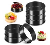 6 PCS Cercle Patisserie,Cercle Tartelette,Rond Moules à Gâteaux,8cm Cercles à Pâtisseries,Noir Moules à Pâtisserie,Cercles à Tarte,Antiadhésifs Cercle a Tartelette pour Muffins Tartes Gâteaux Crumpets