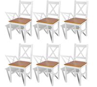 6 pcs Chaise Salle à Manger en Bois Blanc et Naturel 271497